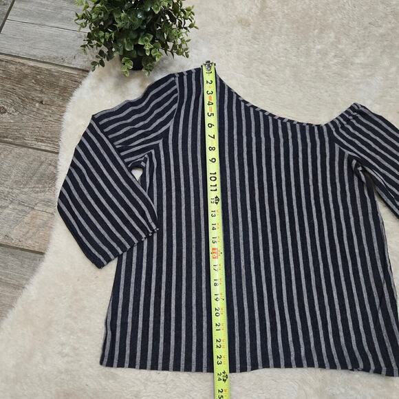 Banana Republic Factory Blue and Gray Striped One-Shoulder Top, Size Medium - Picture 4 of 7